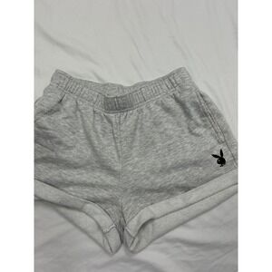 Playboy by PacSun Sweat Shorts Womens S Gray Heathered Bunny Logo Athleisure